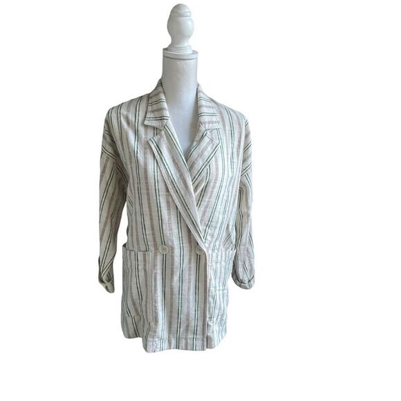 Maeve X Anthropologie Danielle Striped oversize Boyfriend Blazer XS - Picture 4 of 14